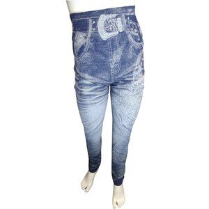 Women Blue/White Flower Leggings